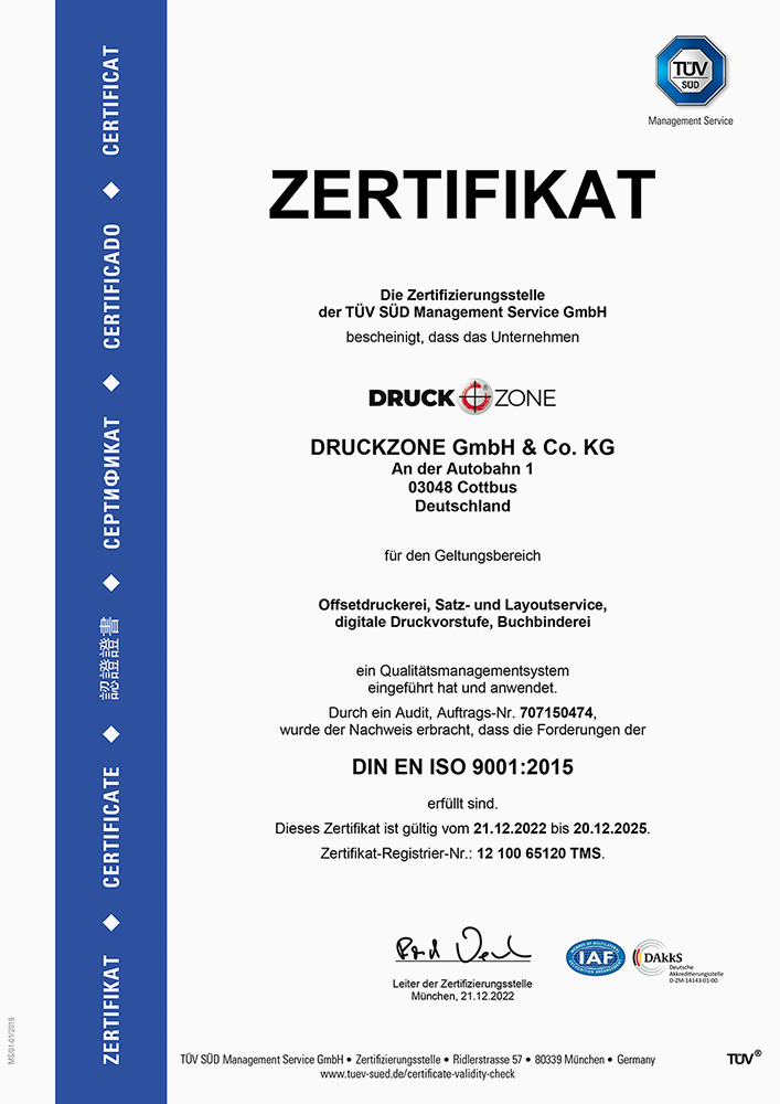 TUEV Zertifikat DIN-9001